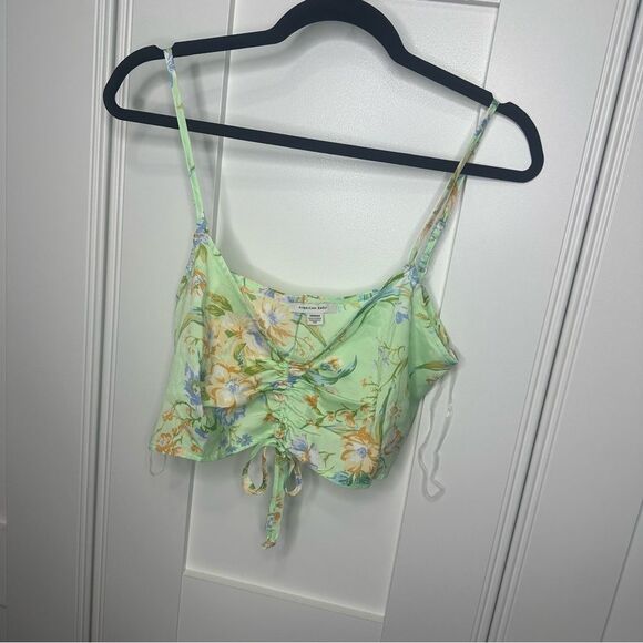 NEW American Eagle Outfitters Light Green Floral Crop Top Medium (b1) - Picture 1 of 6